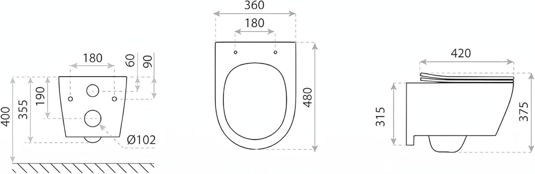 LAVITA Wand-WC Brava Black Hänge Toilette WC Sitz Toilettendeckel mit Absenkautomatik & Metallscharn