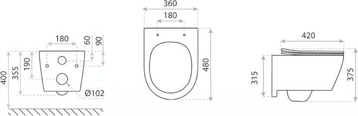 LAVITA Wand-WC Brava Black Hänge Toilette WC Sitz Toilettendeckel mit Absenkautomatik & Metallscharn