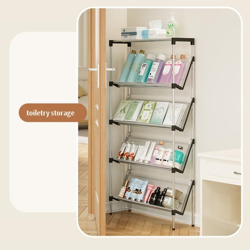 Schuhregal Schrägtes 5 Ebenen, Schuhständer Schmal Hoch, Schuhschrank Metall, Schuhablage Platzspare