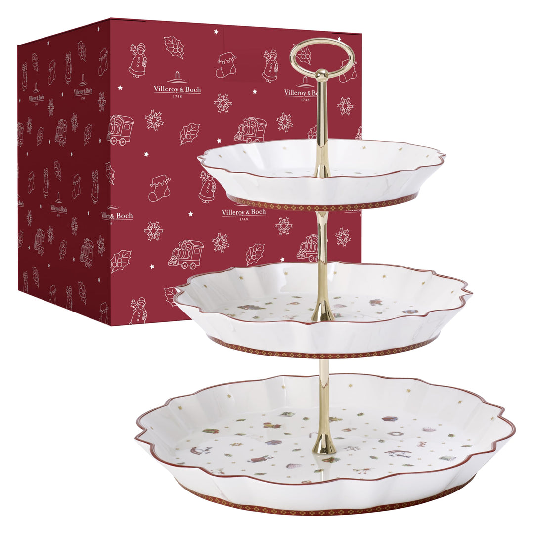 Villeroy und Boch Toy's Delight Etagere, 250 ml, Premium Porzellan, Weiss/Rot Grosse Etagere, Grosse