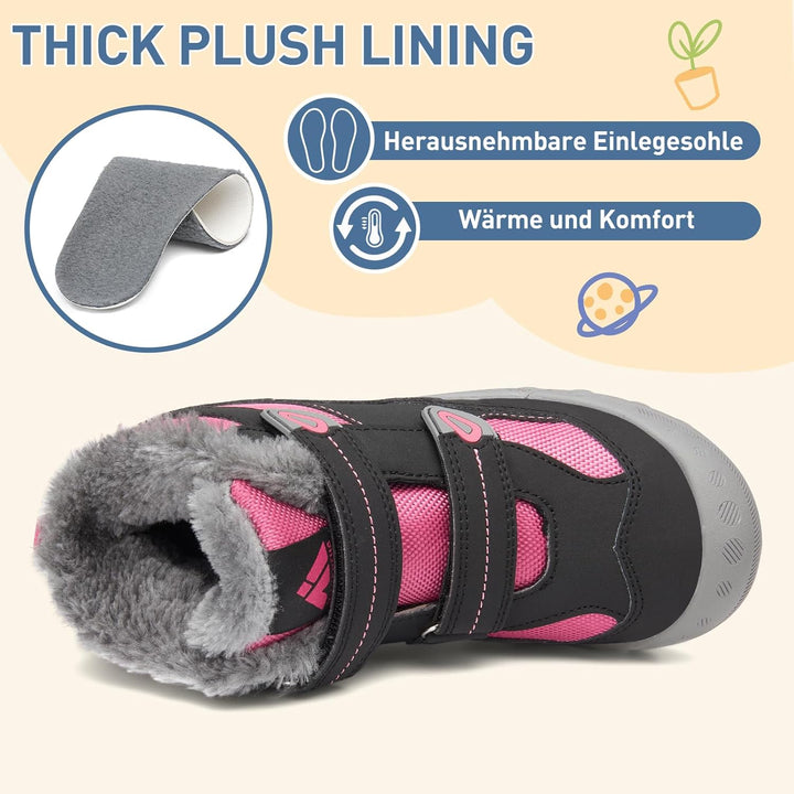 Mishansha Kinder Winterschuhe Mädchen Winterstiefel Warm Schneestiefel Gefüttert Boots Wasserdicht 2