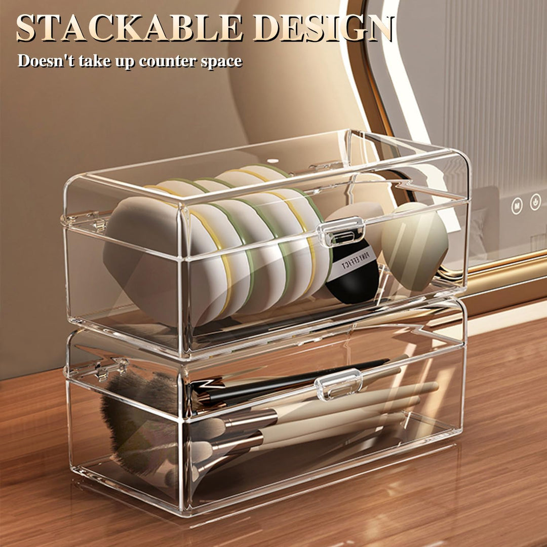 2er-Set Kosmetik Organizer Set, kosmetik Organizer mit Schubladen, Box für Haargummis, Stapelbare Sc