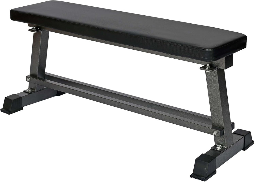 Wiltec Flachbank 1050 x 380 x 460 mm mit Hantelablage und Polster, Hantelbank für Muskel- und Kraftt
