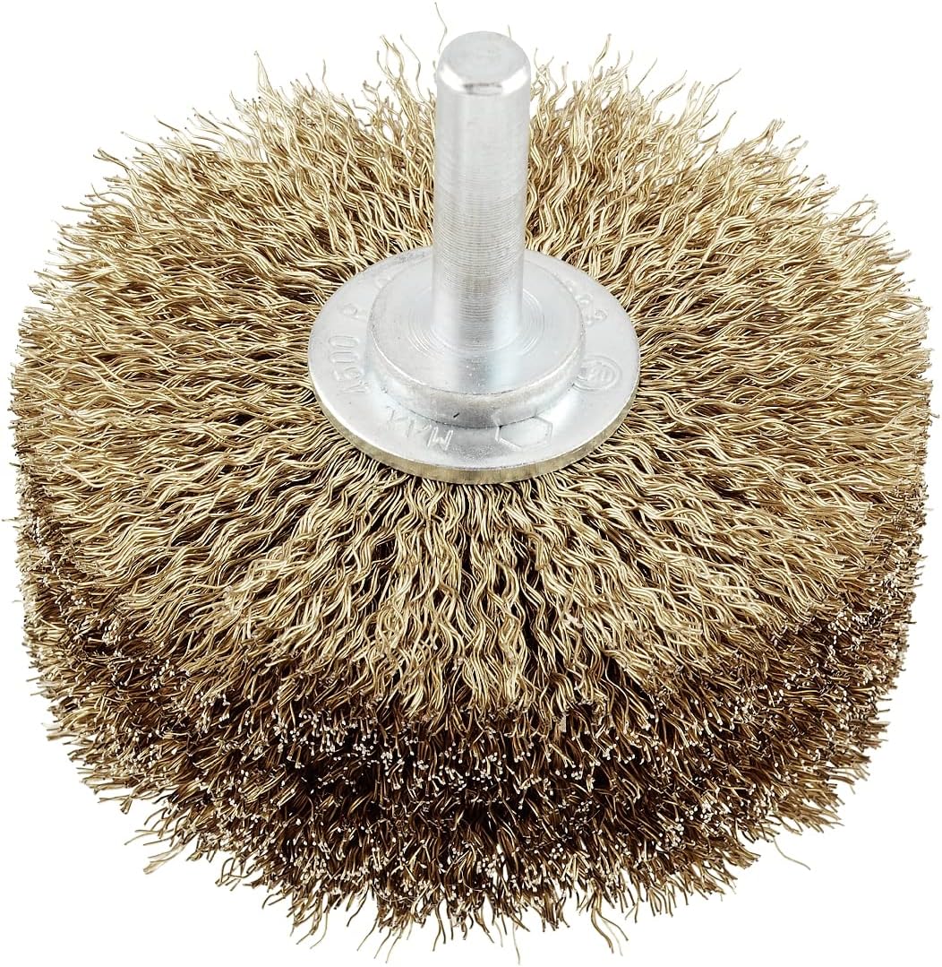 kwb Holzstruktur-Bürste, Messing-Beschichtet, fein, gewellt, HSS-Stahldraht, Ø 80 mm für Metall und