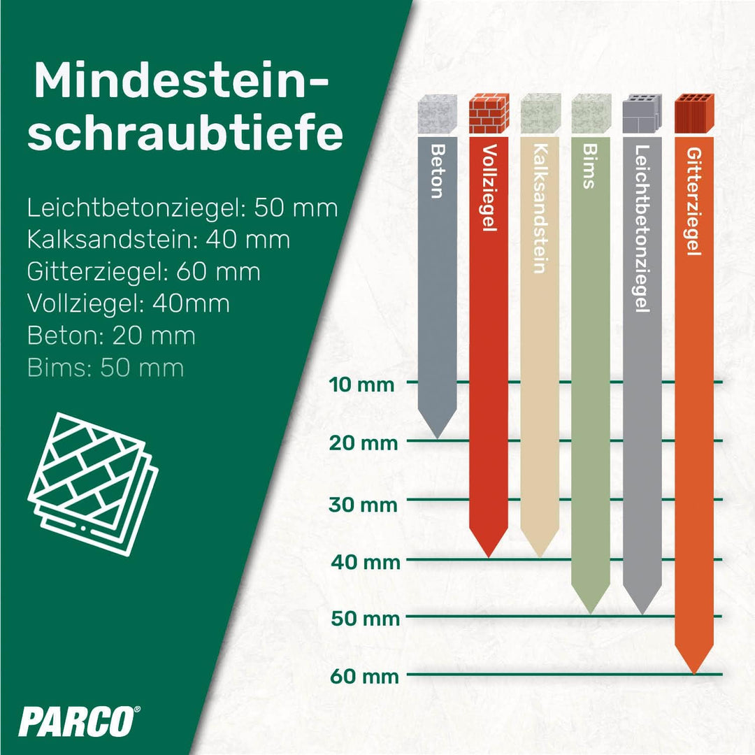 PARCO Fensterrahmenschrauben 7,5 x 212 mm | Zylinderkopf | für Fensterbau | TX30 100 Stück 7,5 x 212