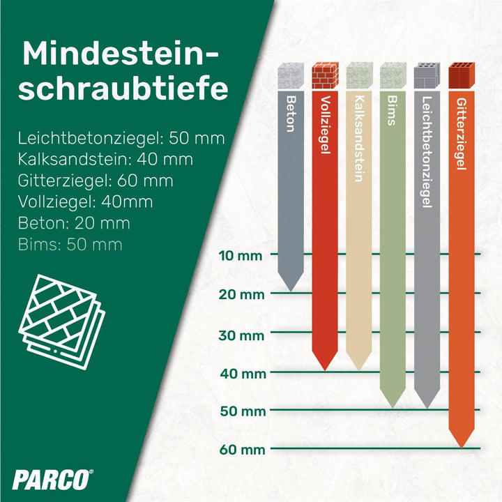 PARCO Fensterrahmenschrauben 7,5 x 212 mm | Zylinderkopf | für Fensterbau | TX30 100 Stück 7,5 x 212