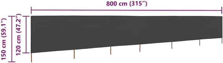 Faltbarer Strand-Windschutz mit 6 Paneelen, 800 cm lang und 120 cm hoch, langlebiger Wind- und Winds