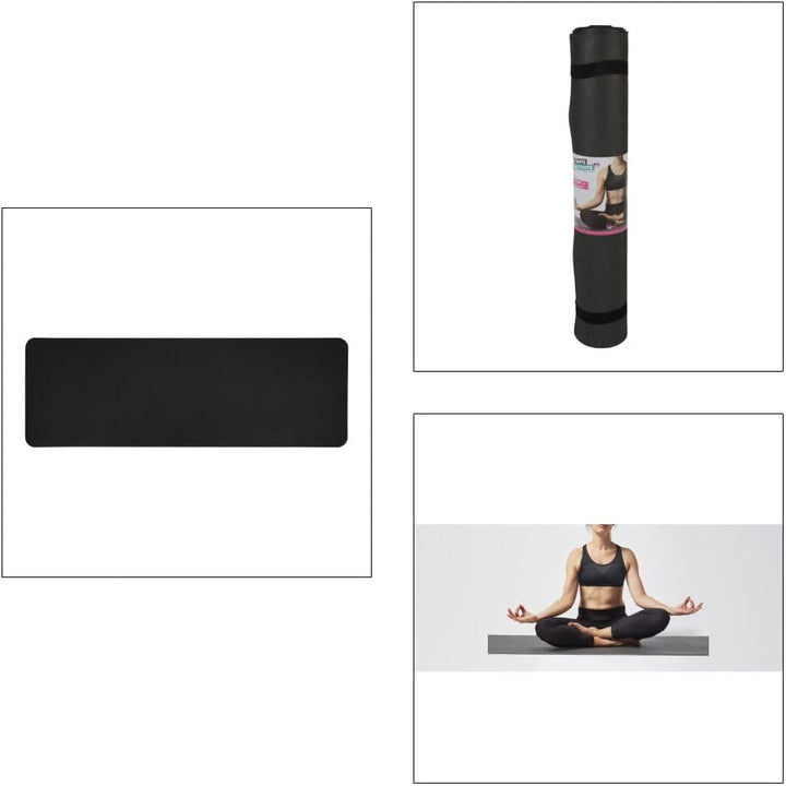 UPFIT - Aktivitätsmatte – Masse: 180 x 60 cm – Farbe: Schwarz – 2 Gummibänder für Rollmatte – leicht