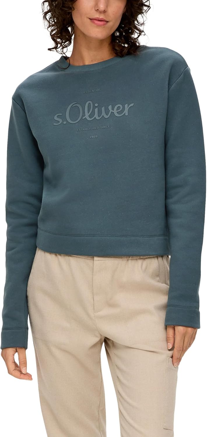 s.Oliver Sweatshirt mit Logo-Print, 36 Gr&#xFC;n