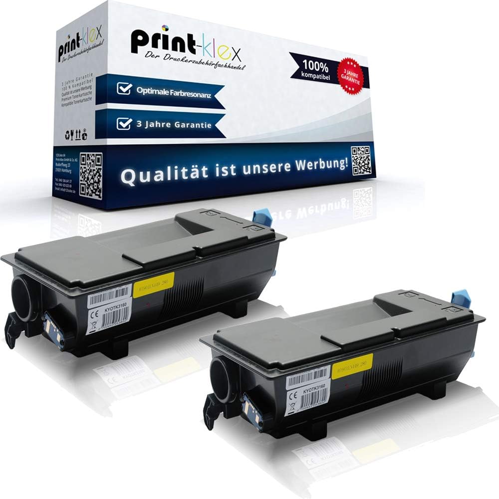 2X Print-Klex Tonerkartuschen kompatibel für Kyocera ECOSYS P 3060 DN P 3145 DN P 3150 DN P 3155 DN