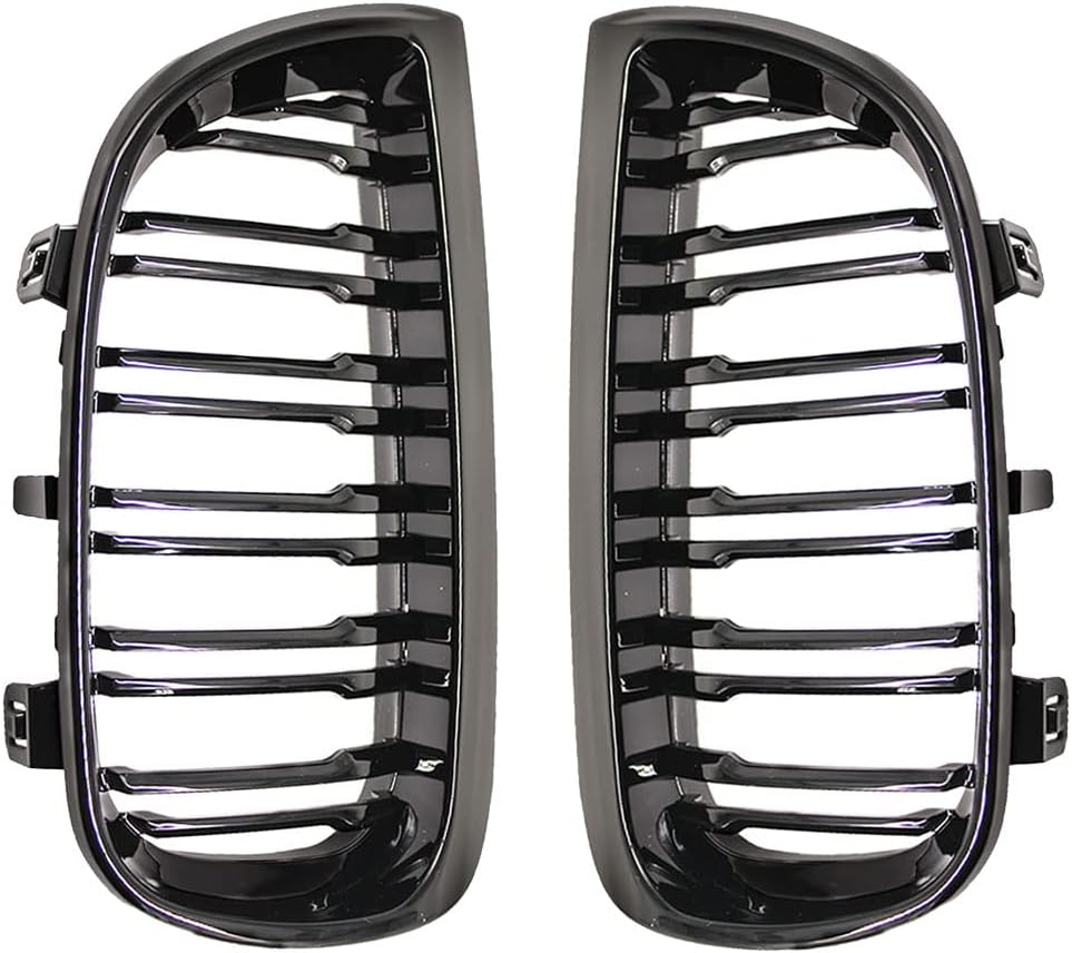 HZTWFC Kühlergrill vorne Niere Sportgitter Ersatz glänzend schwarz Doppellamellen für BMW E87 1er 20