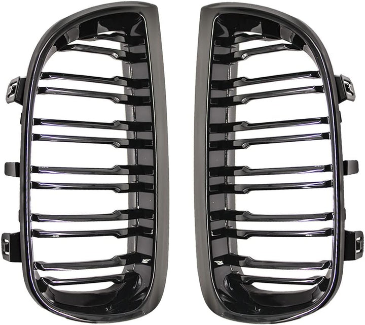 HZTWFC Kühlergrill vorne Niere Sportgitter Ersatz glänzend schwarz Doppellamellen für BMW E87 1er 20