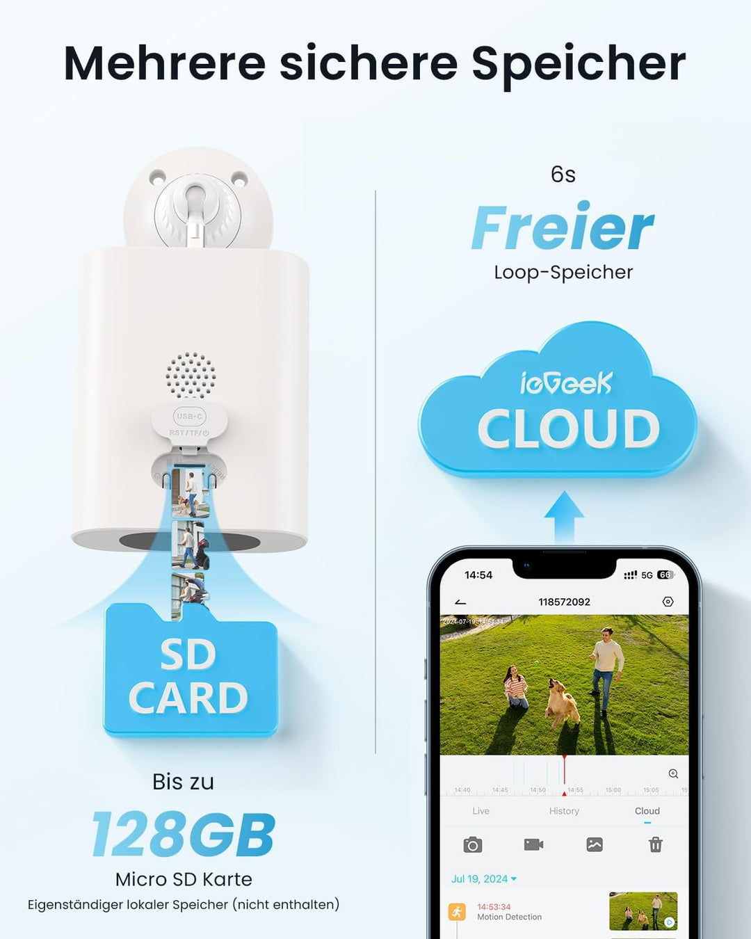 ieGeek 2K Überwachungskamera Aussen Akku, 2.4Ghz überwachungskamera Aussen Solar mit Built-In Solarp