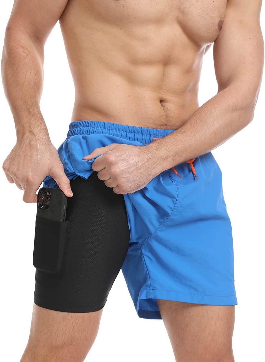 JustSun Badehose Herren Schnelltrocknend Boardshorts mit Mesh-Futter und Verstellbarem Tunnelzug M N