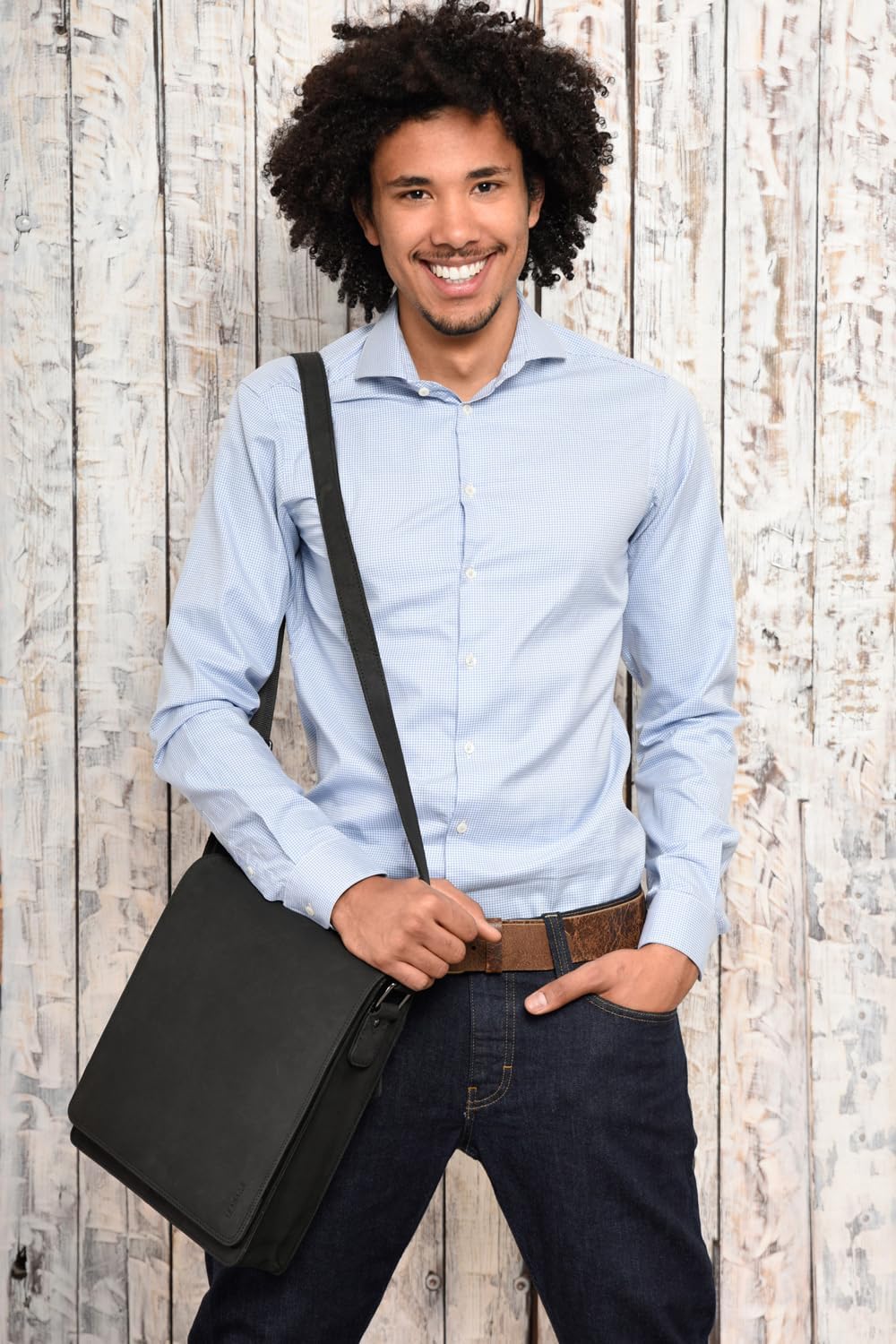 LEABAGS London Leder Umhängetasche – Vintage Messenger Bag aus Echtleder für Damen & Herren – Kleine