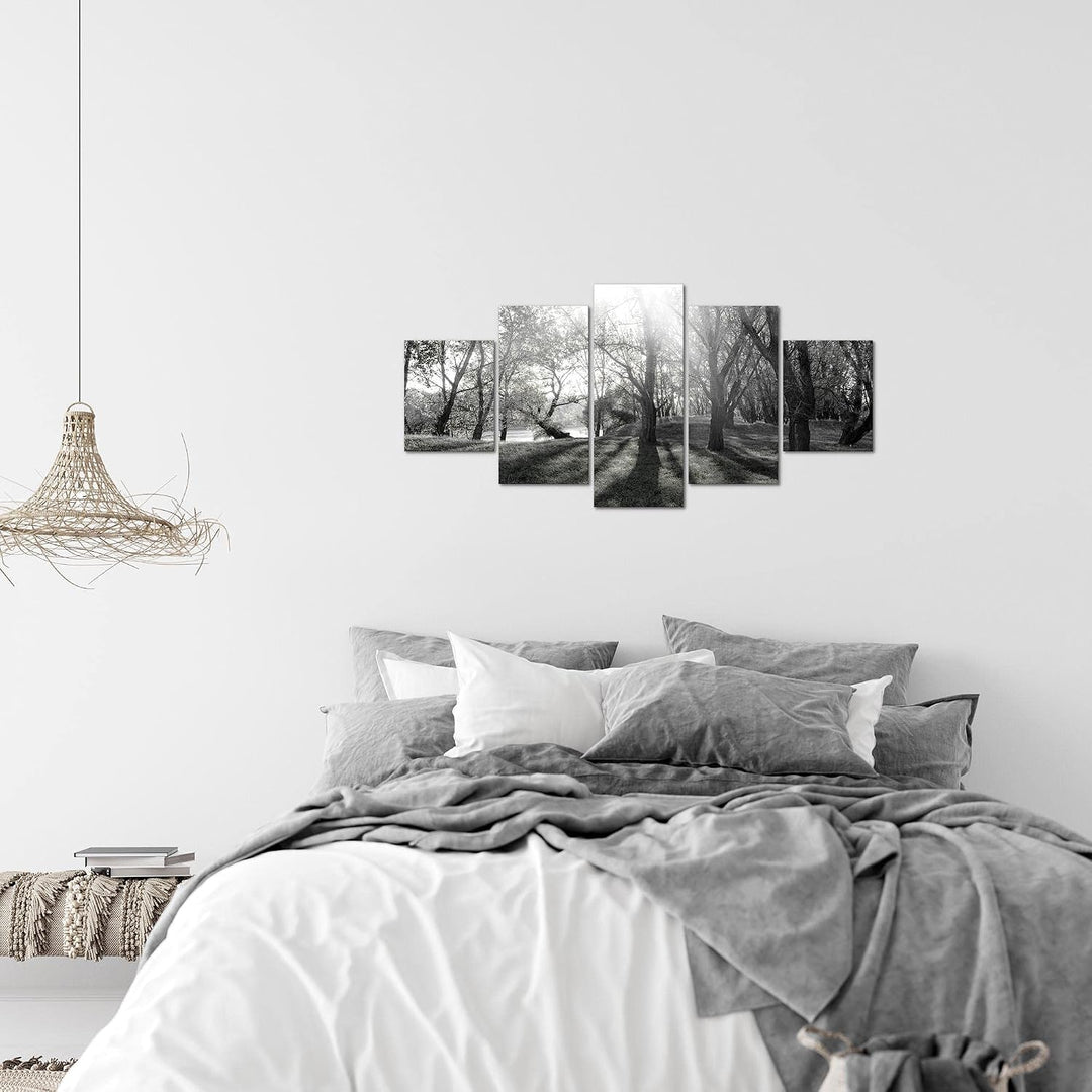 Runa Art Wandbilder Wald Landschaft 5 Teilig Bild auf Vlies Leinwand Deko Schlafzimmer Wohnzimmer So