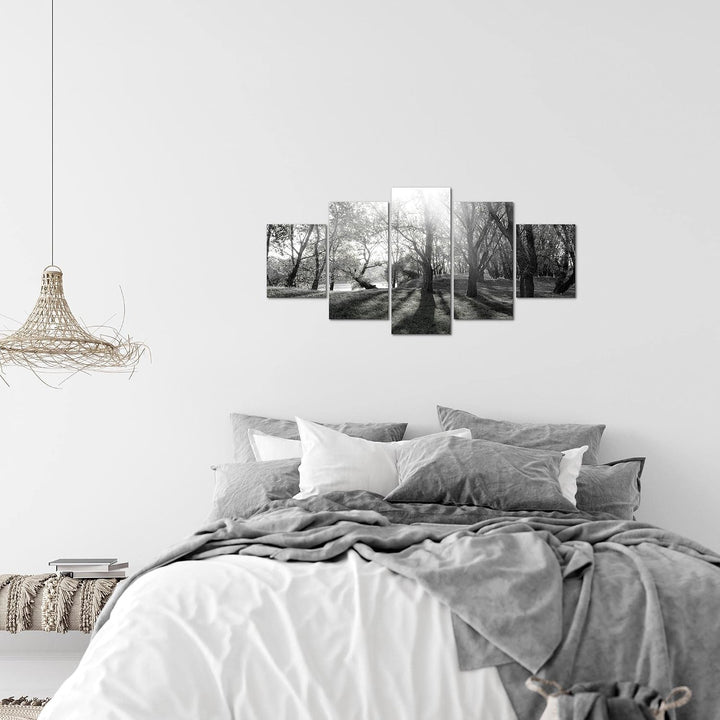 Runa Art Wandbilder Wald Landschaft 5 Teilig Bild auf Vlies Leinwand Deko Schlafzimmer Wohnzimmer So