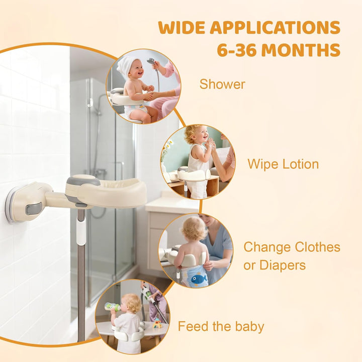 Baby Dusche Ständer Höhenverstellbar 26–35cm | Rutschfester Duschständer mit Sicherheitsgriff , Klap