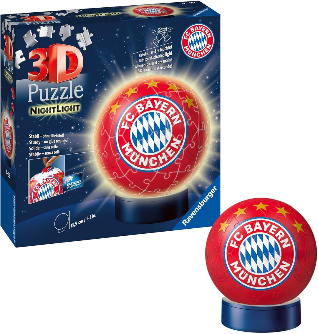 Ravensburger 3D Puzzle 12177 - Nachtlicht Puzzle-Ball FC Bayern München - ab 6 Jahren, LED Nachttisc