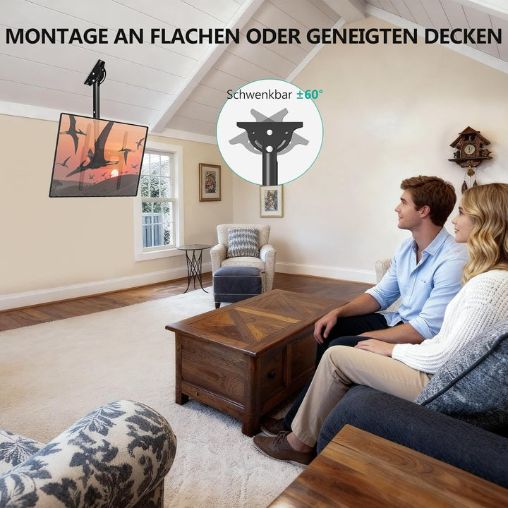 WALI TV-Deckenhalterung, voll beweglich, verstellbare TV-Halterung, passend für die meisten LED-, LC