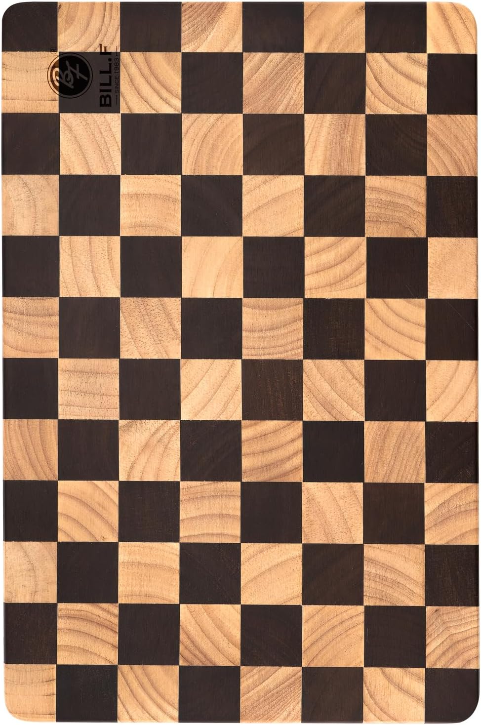 Bill.F Holzschneidebrett mit Schachbrettmuster und inneren Seitengriffen, 36x24x2,5cm Schneidebrett