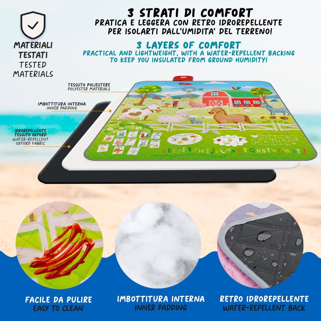 Lustig Picknickdecke Wasserdicht Faltbar Tragegurt für Kinder - Bunte Farbige Outdoor Camping Decke