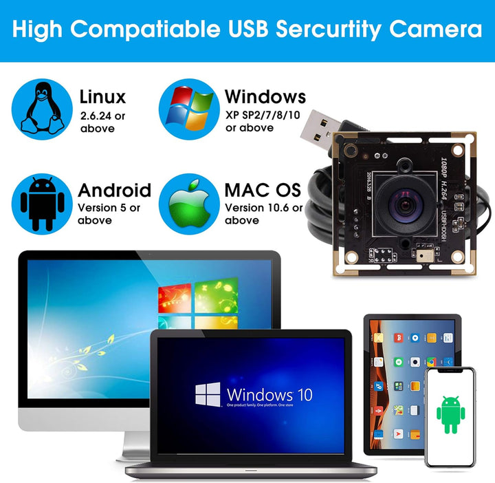2MP Weitwinkel-USB-Kameramodul 1080P mit 100 Grad verzerrungsfreiem Objektiv, H.264 kleine Web-Kamer