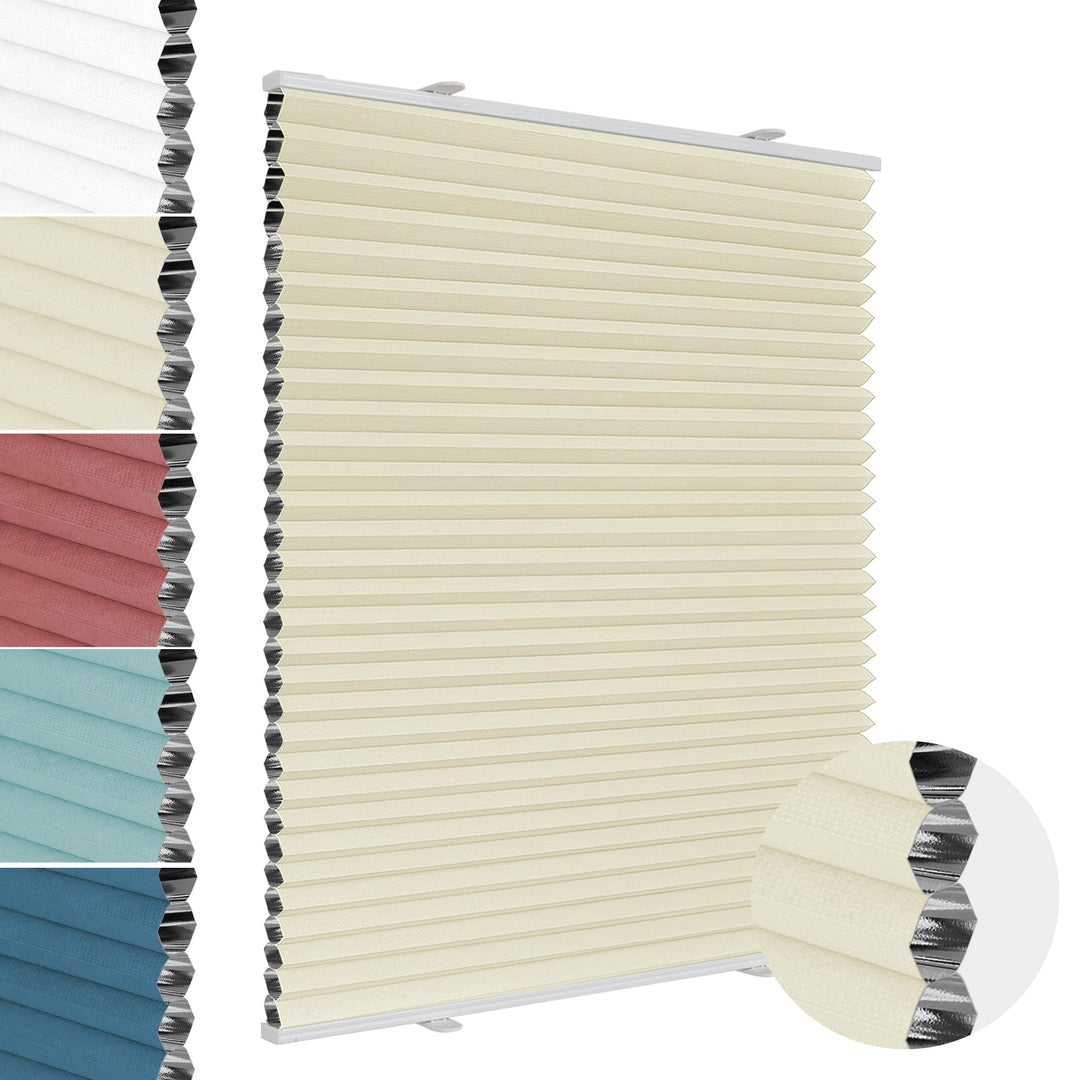 Allesin Wabenplissee ohne Bohren - Verdunklungsplissee 100% Blackout,Beige-weiss 45x110 cm Thermo &