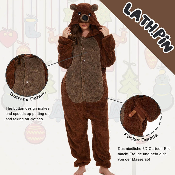 LATH.PIN Pyjamas Jumpsuit Panda Unisex Erwachsene Tier Onesie Cosplay Halloween Karneval Kostüme Dam