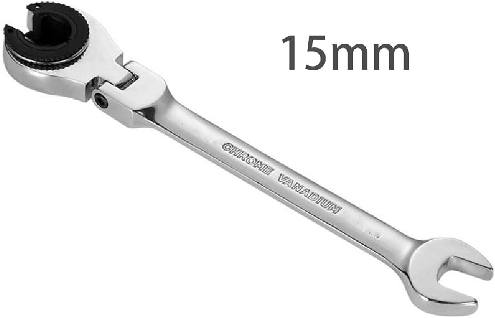 15 mm Flex-Head Rohr-Ratschenschlüssel Doppeltes offenes Ende Spiegelpolitur Ratsche Flare Mutter Sc