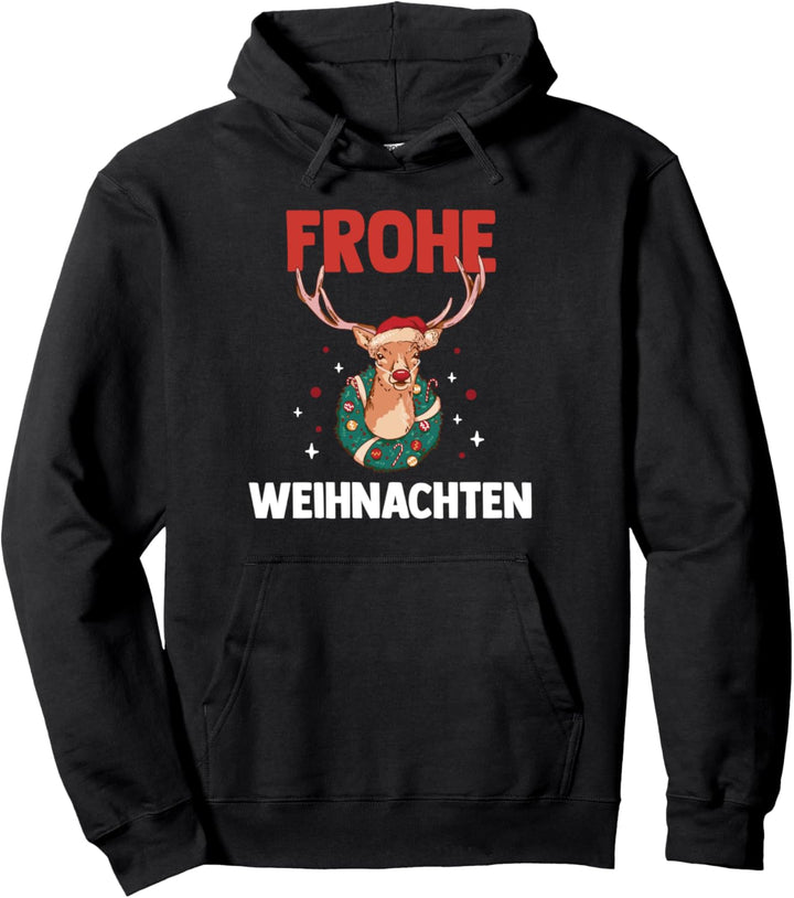 Weihnachts Rehntier Frohe Weihnachten Pullover Hoodie