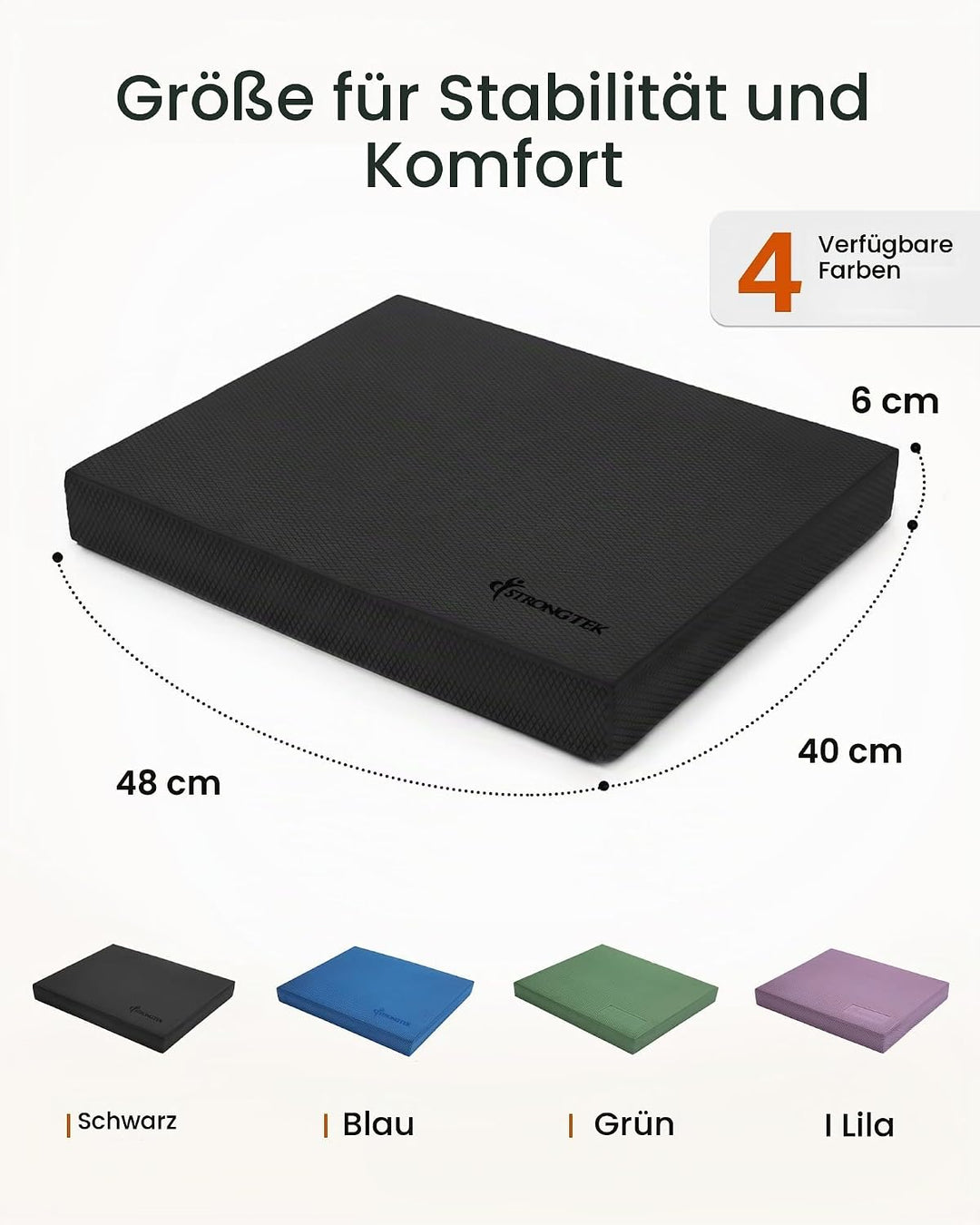 StrongTek Extra breites Schaumstoff-Balance-Pad für Physiotherapie, 48,3 x 40,1 x 6,1 cm, hochdichte
