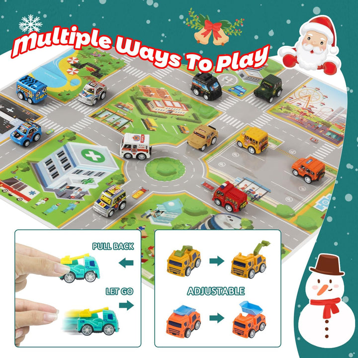 Adventskalender Auto Kinder 2024, Spielzeug ab 2 3 4 5 6 Jahre Junge Weihnachtskalender Kinder 2-6 J