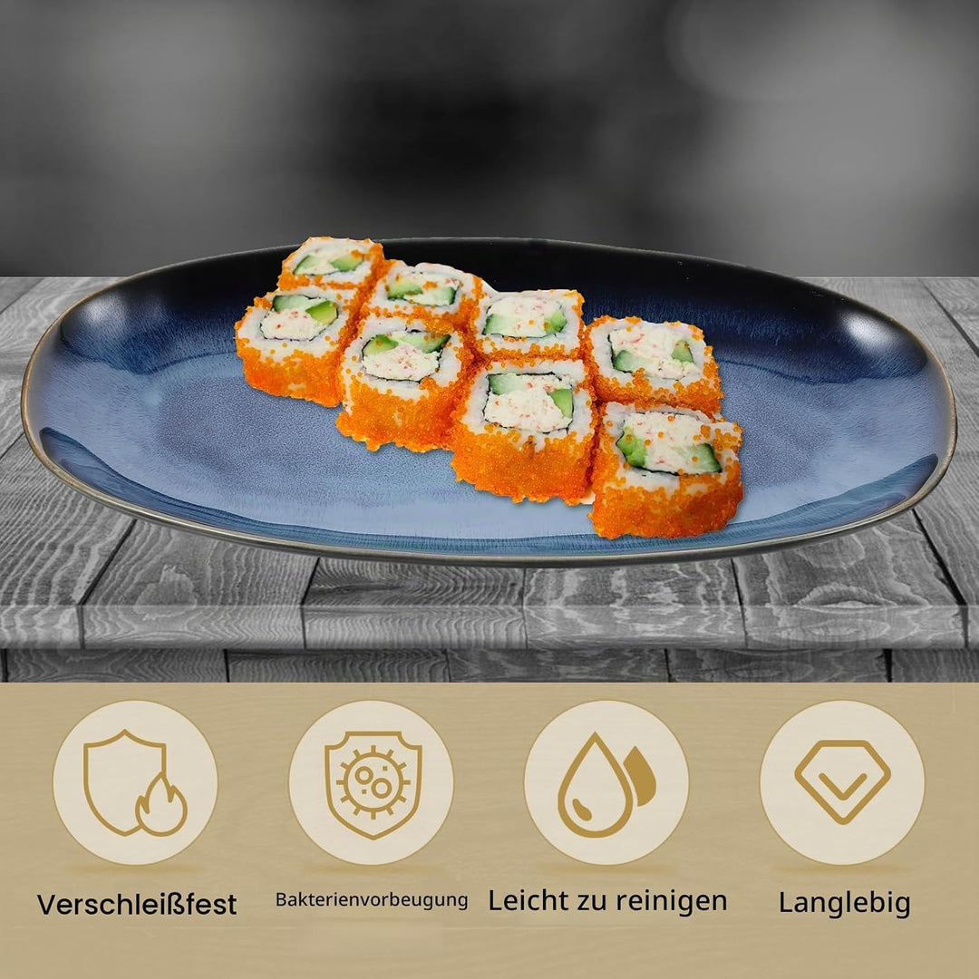 STOBAZA Keramik Servierplatten-Japanisches Sushi Tablett,Sashimi Teller Geschirr Tablett Obstteller