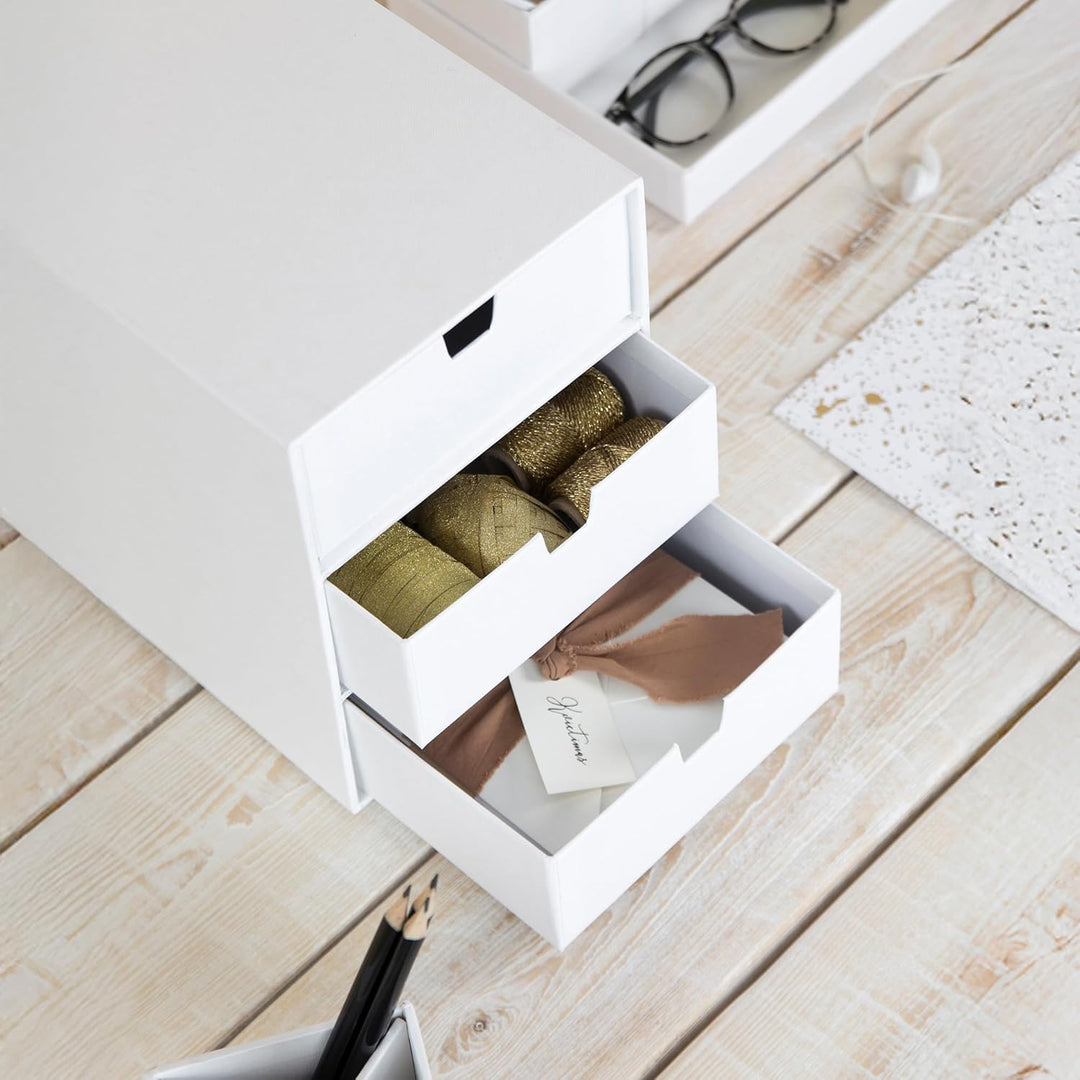 BIGSO INGRID Schubladenbox für Dokumente und Bürobedarf – Schreibtisch Organizer mit 3 Schubladen –