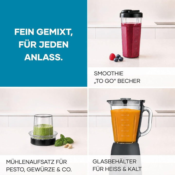 Severin Standmixer, Smoothie Maker, Blender elektrisch, 1,5L, 2 Stufen, Impulsfunktion, spülmaschine