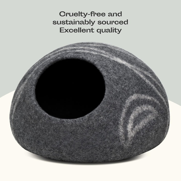 MEOWFIA Katzenbett Höhle – Umweltfreundliche Betten aus 100% Merinowolle für Katzen und Kätzchen (L,