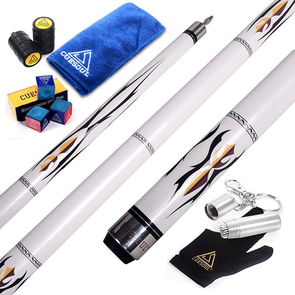 DHOLE CUESOUL 58 "2 Piece Maple Billiard Queue 19 Unzen Weiss 12.75mm, Weiss 12.75mm