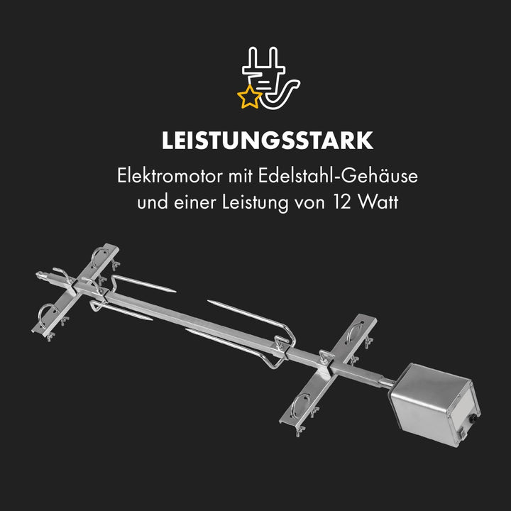 Klarstein Rotisserie Grill Mit Motor, Elektrischer Drehspiess, Grosser Spiessgrill für Hähnchen & Sp