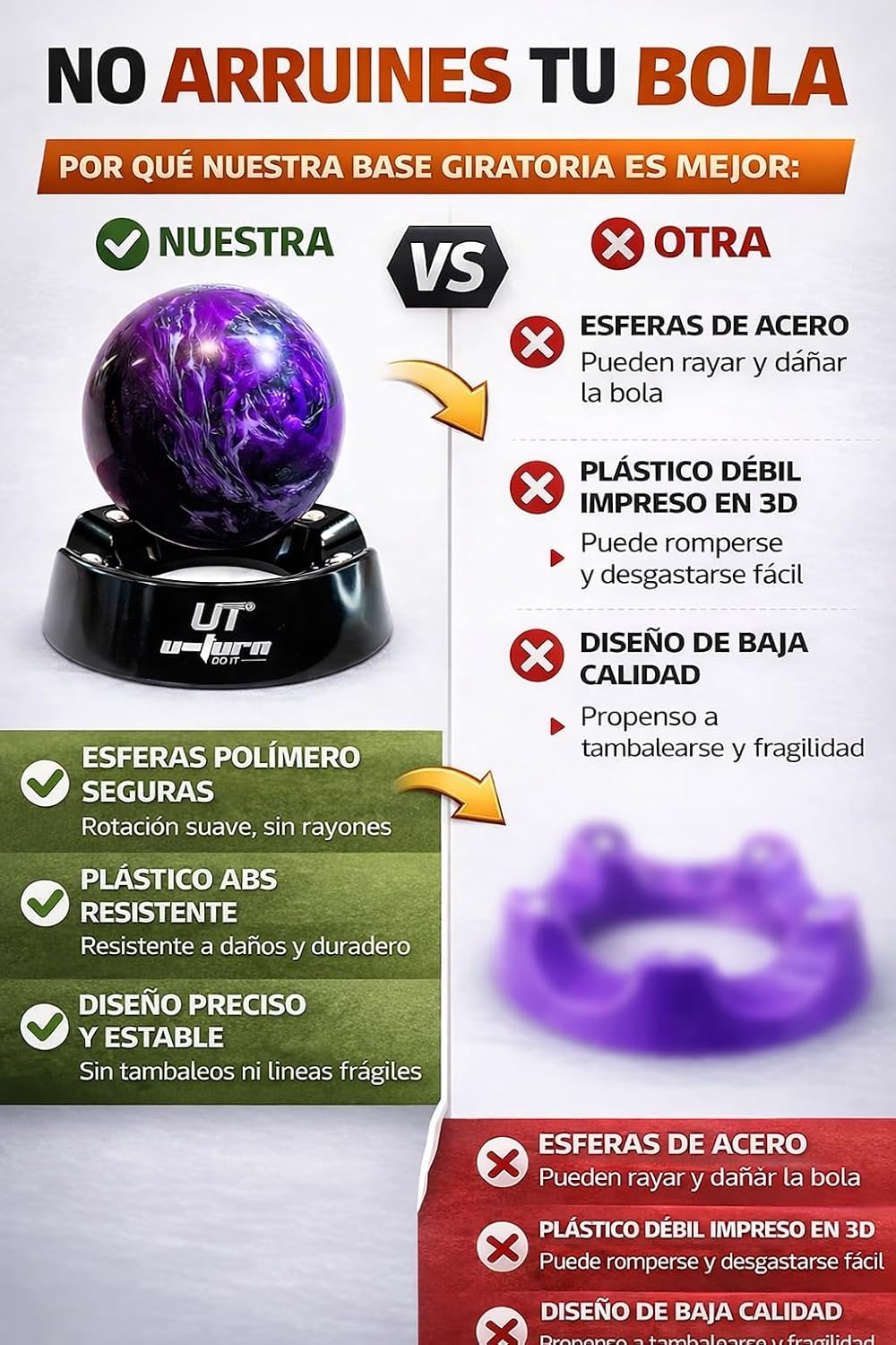 Generisch Base GIRATORIA Bolos, Accesorios de Bowling, Bolas, Mantenimiento, Limpieza, Pulido, Lijad