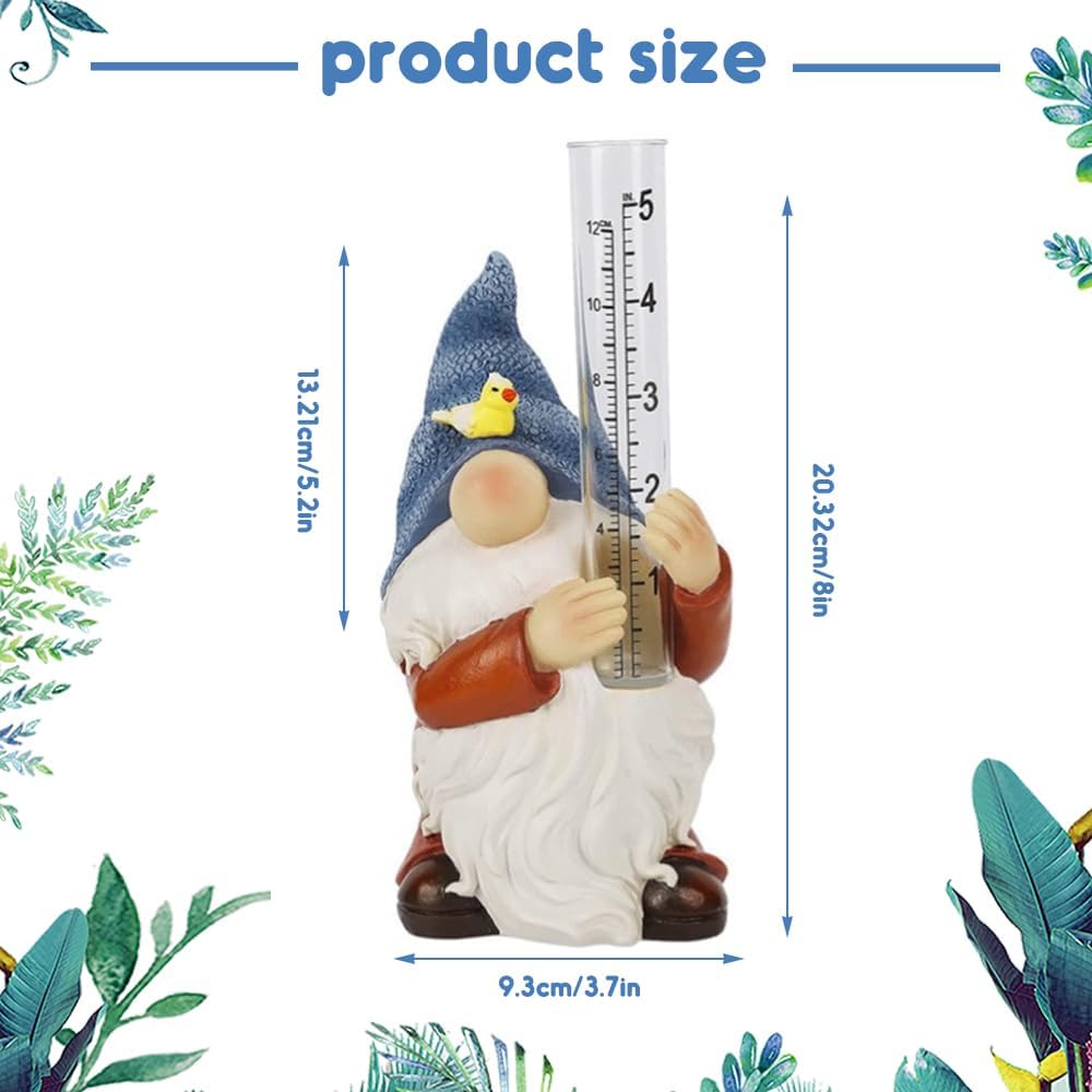 Regenmesser für Garten Frostsicher, Outdoor Regenmesser Glas Regenwassermesser, 8'' Gartenzwerg aus