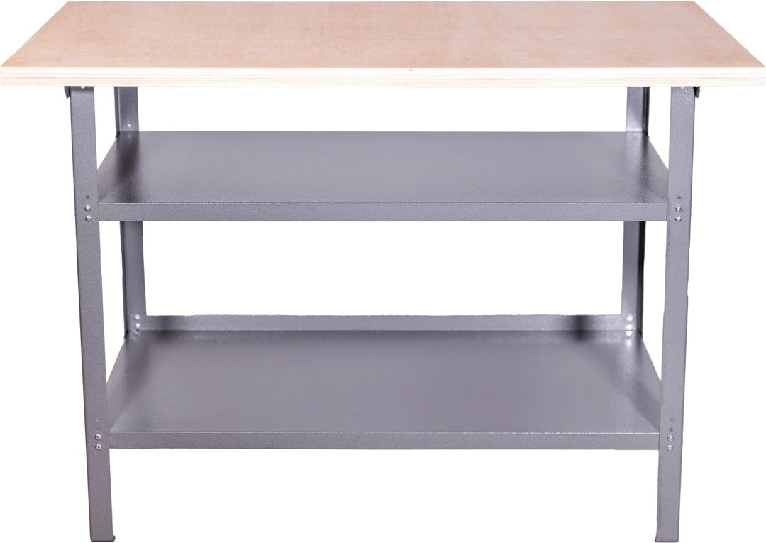 TrendLine Werkbank Arbeitsbank Tischlerbank 120 x 60 x 85cm 2 Ablageböden Arbeitstisch Werktisch Sch