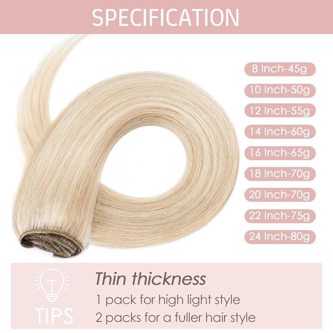 Silk-co Echthaar Clip In Extensions 8 Tressen 18 Clips 70g, Blonde Highlighted Hair Extensions, Remy