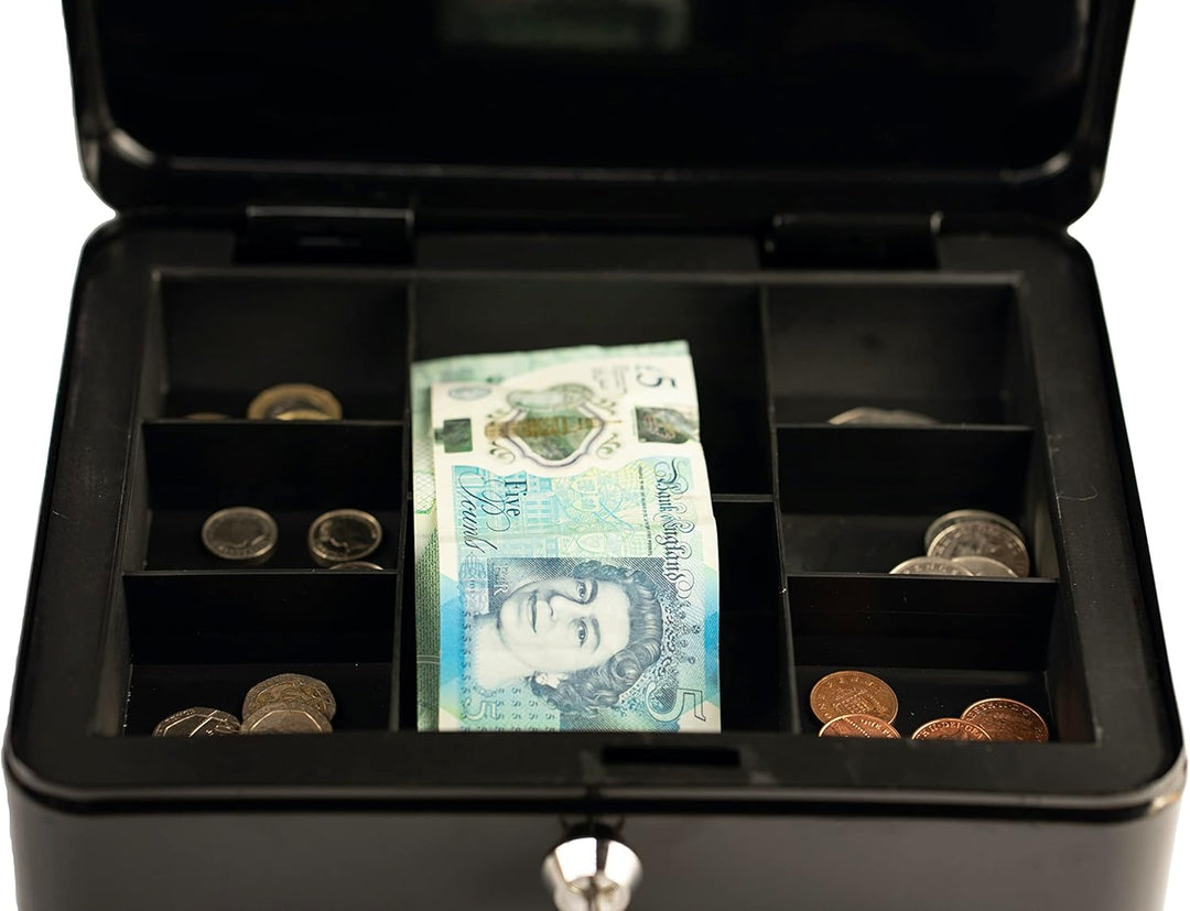 Hyfive 10" Schwarz Stahl Petty Kasse Geld Halter Sicherheit Safe mit Schlussel