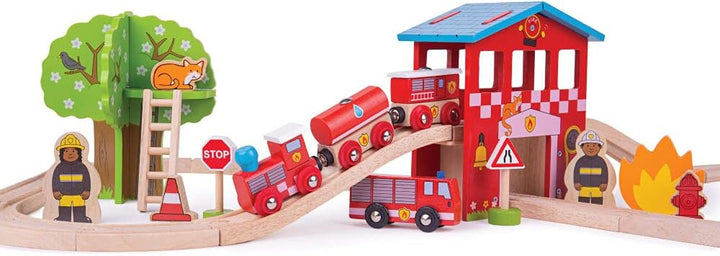 Bigjigs Rail Feuerwehr Schienenbahn Set