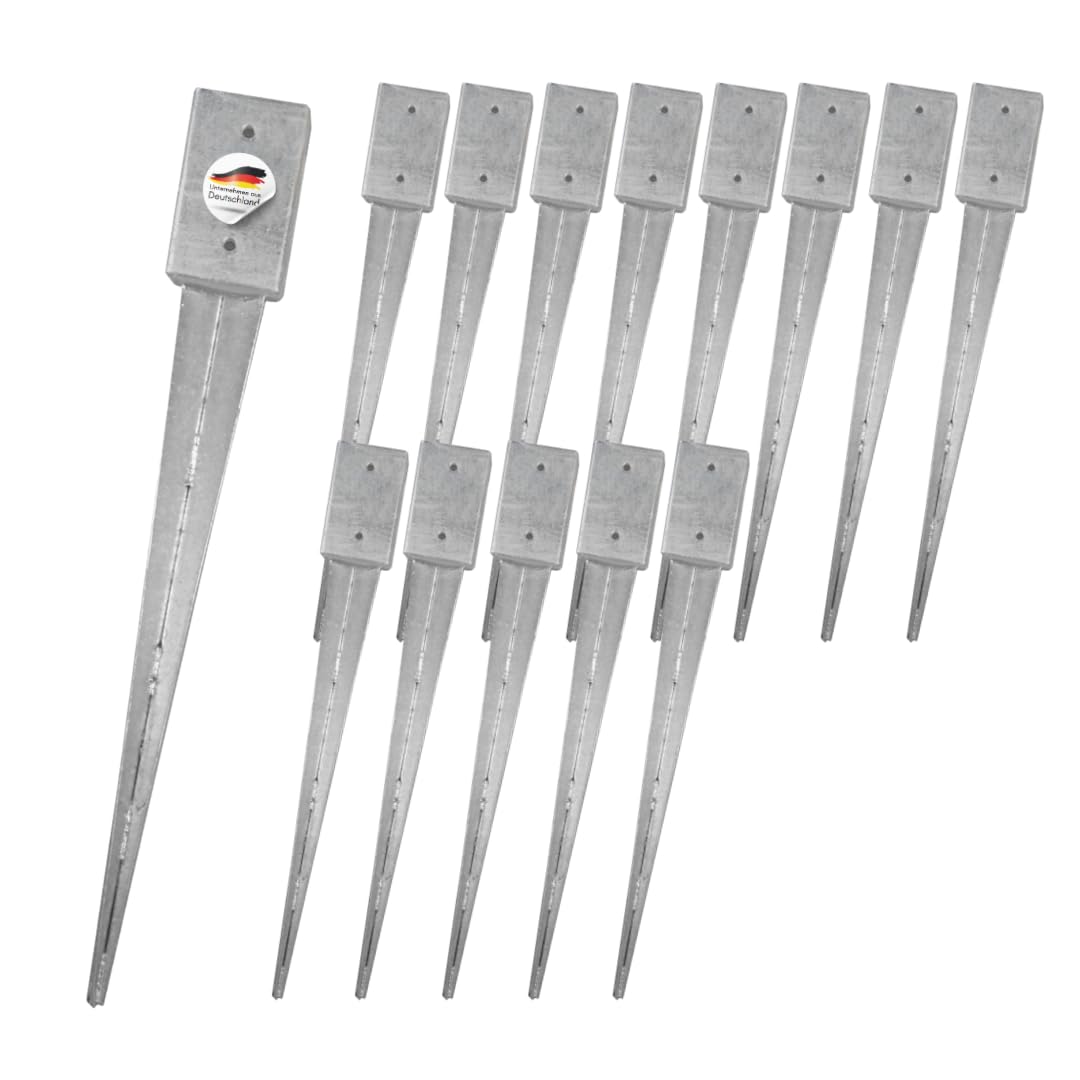 Einschlaghülsen für Pfosten 7x7 cm | 14er Set Bodeneinschlaganker verzinkt | Einschlaghülsen ca. 71x
