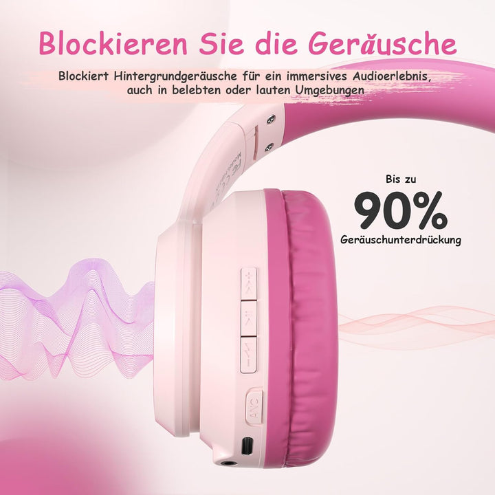 TONOSHARK Noise Cancelling Kopfhoerer Kinder | 60h Spielzeit | Kopfhörer Kabellos Bluetooth Kinder,