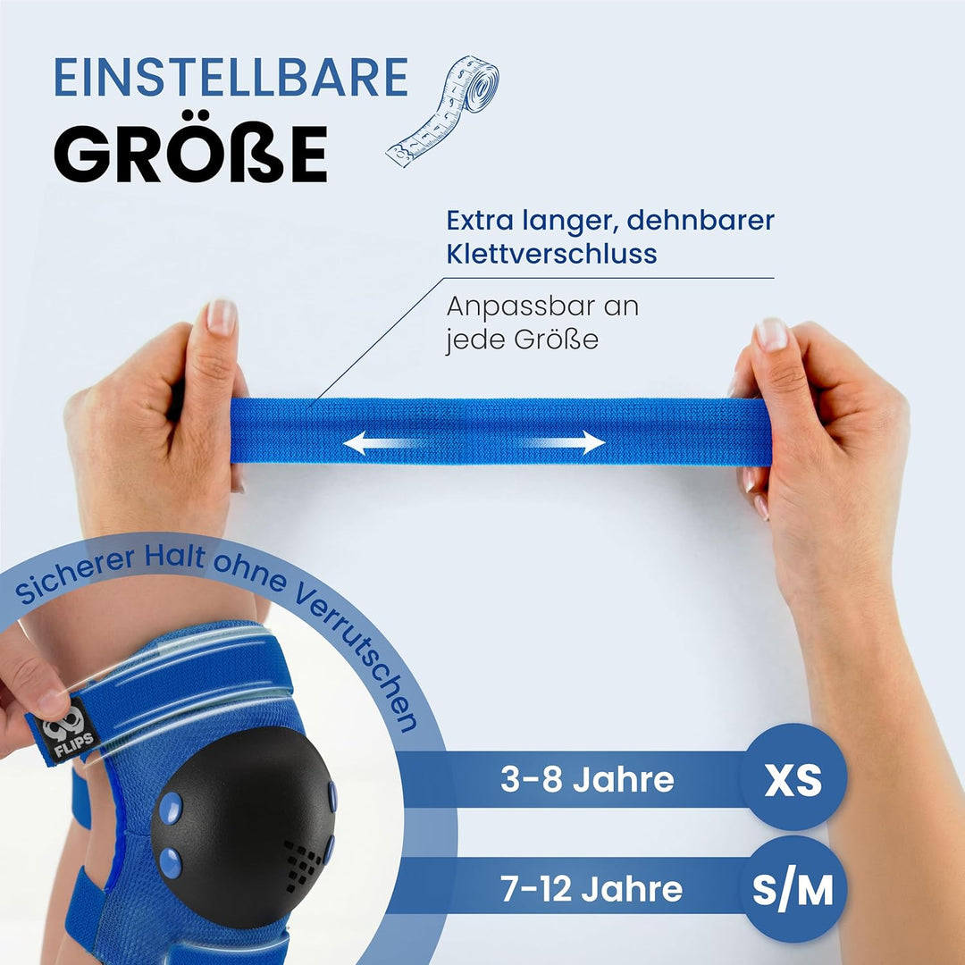 Schützer Inliner Kinder Set 3-12 Jahre [6er Set] mit Knieschoner, Ellenbogenschoner und Handschoner