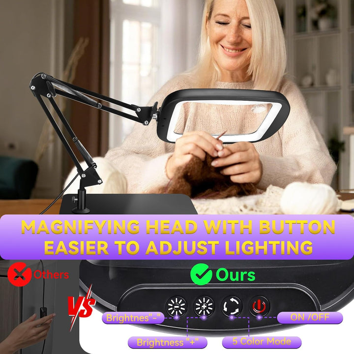 NZQXJXZ 10X 30X Rechteck Lupe mit Licht und Ständer, 60 LED-Beleuchtete Lupenlampe, 5 Farbmodi, 4 Di