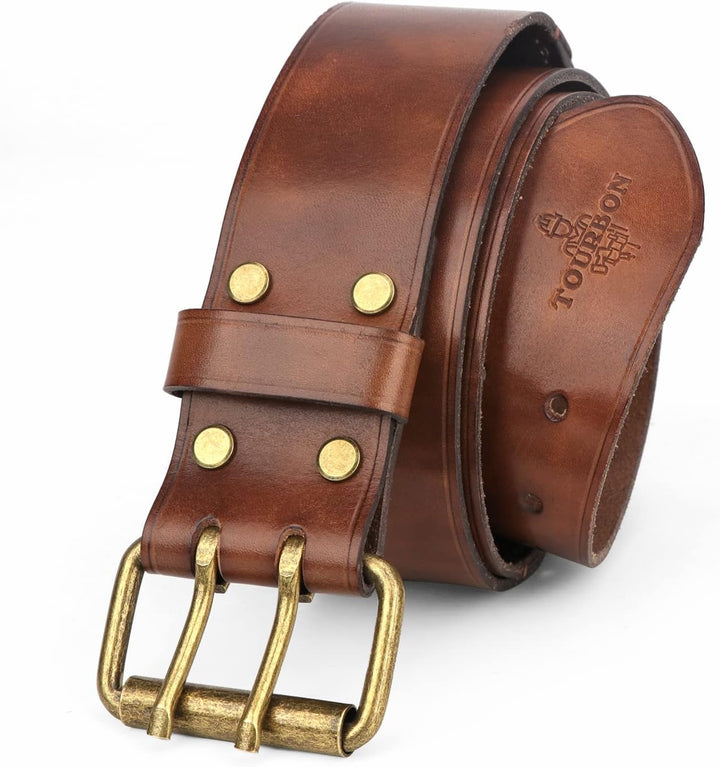 TOURBON Deluxe Rindsleder Gürtel für DIY Werkstatt Werkzeugtasche Western Cowboy Herren Gurt M (Brau
